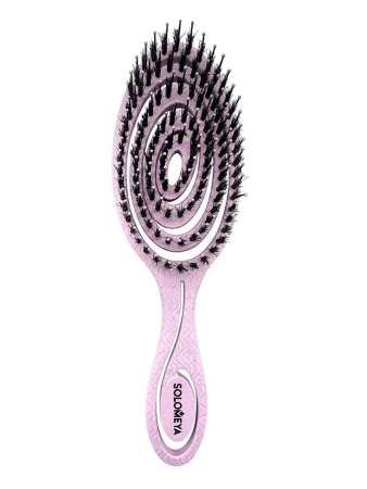 Solomeya Подвижная био-расческа для волос c натуральной щетиной Сиреневая /Detangling bio hair brush with natural boar bristle Lilac , 1 шт в упаковке